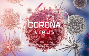 photo saying coronavirus on virus cells illustrating the stress of covid-19. Get help with online therapy in VA online therapy in MD and online therapy in washington dc with monarch wellness and psychotherapy