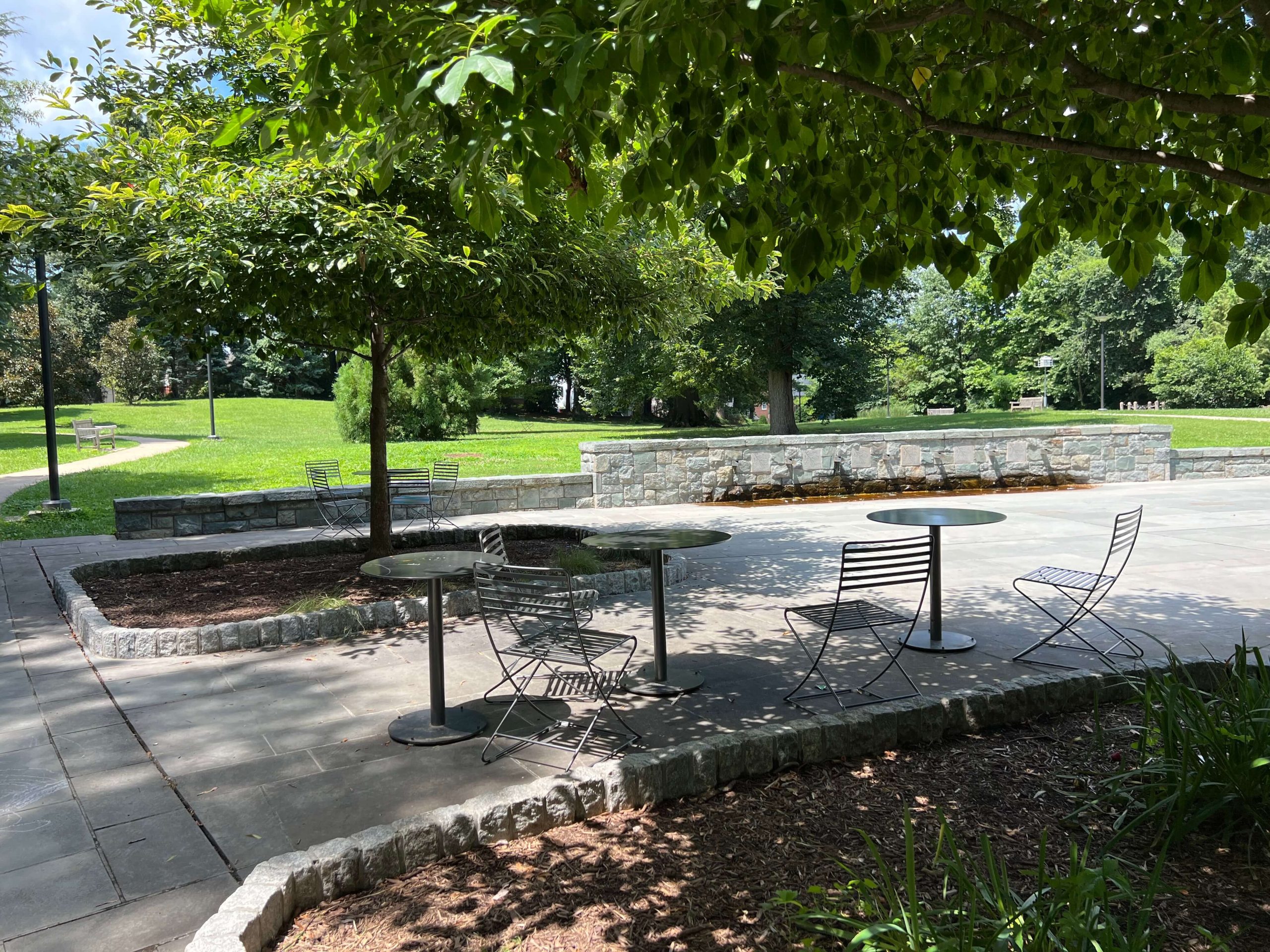 Urban park in the Friendship Heights neighborhood of Chevy Chase MD, where the Monarch Wellness counseling offices are located.